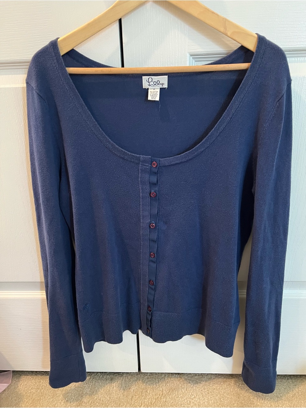 Lilly Pulitzer Navy Scoop-Neck Button Cardigan